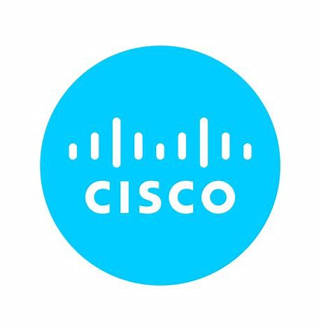 Cisco logo on a blue circle background.