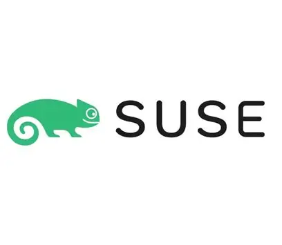 SUSE logo with green chameleon design.